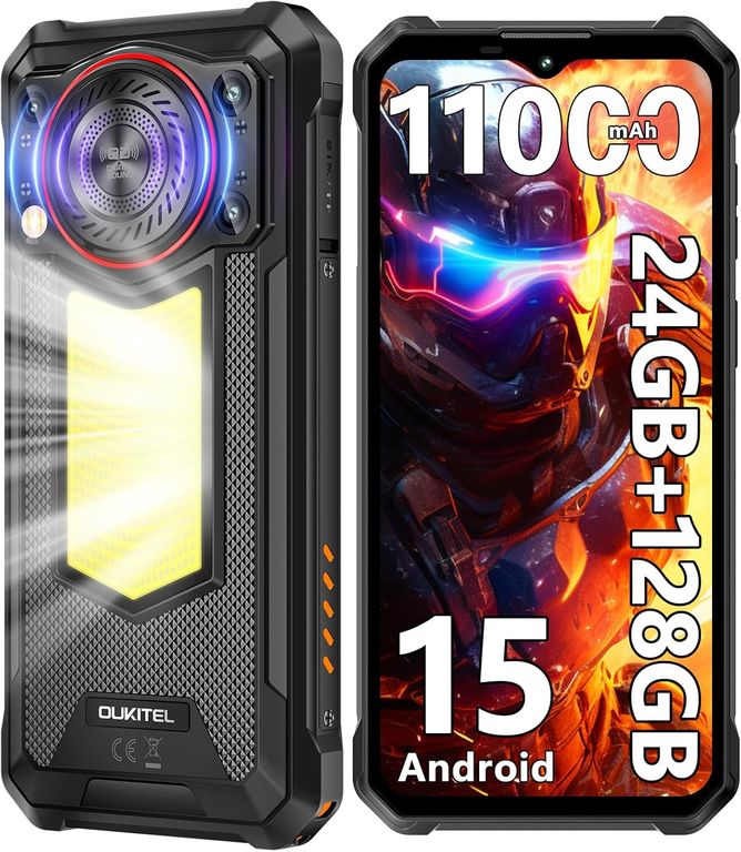 WP53 Celular 24GB+128GB 11000mAh Android 15 Smartphone-Negro