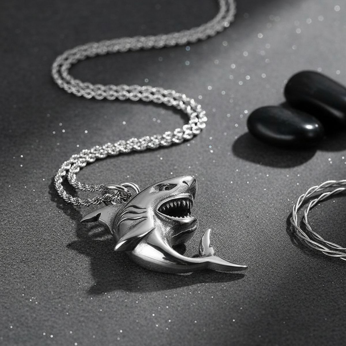 GENERICO - Collar Tiburon Blanco Hombre Mujer Moda