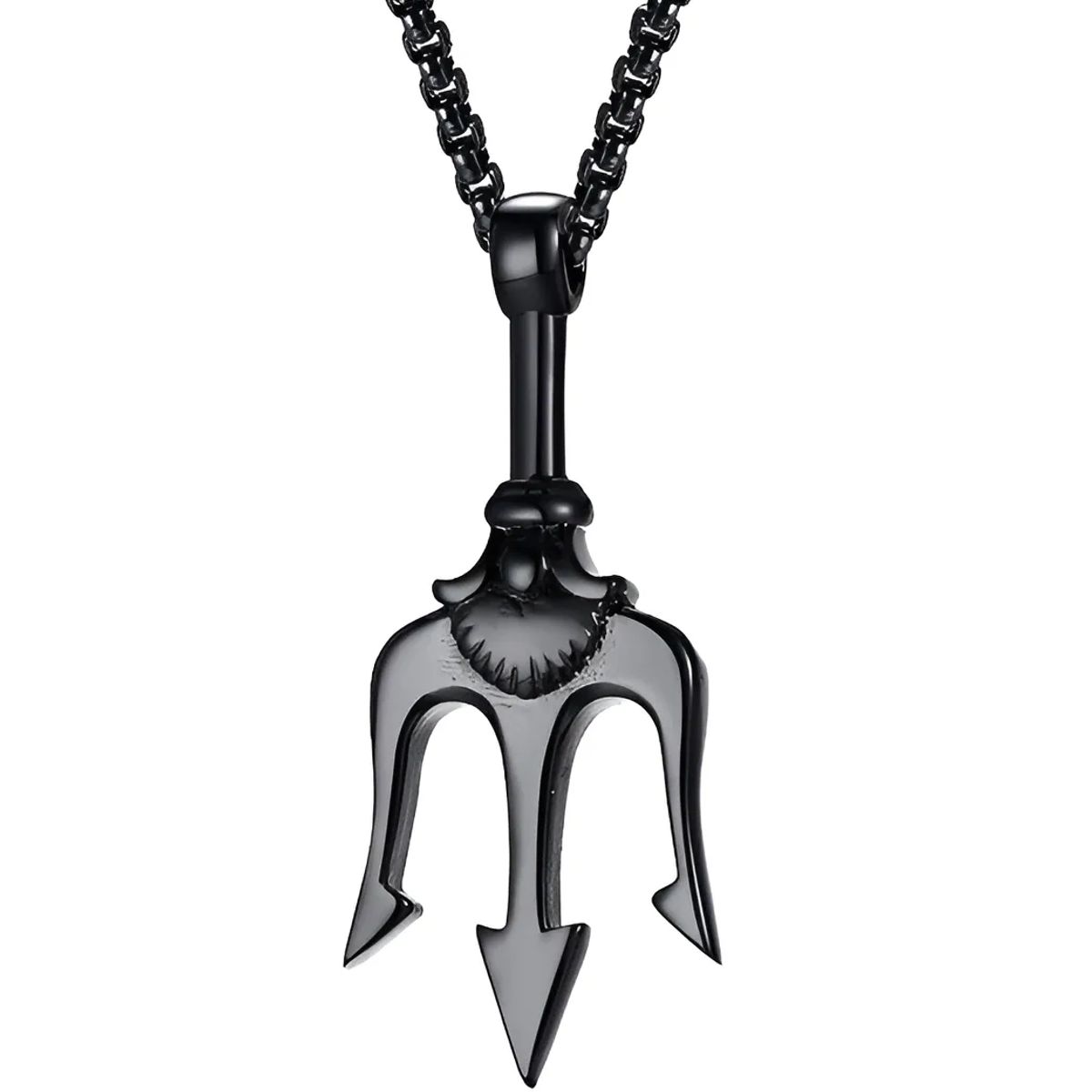 GENERICO - Collar Tridente De Poseidon Black Hombre Mujer Moda 2020