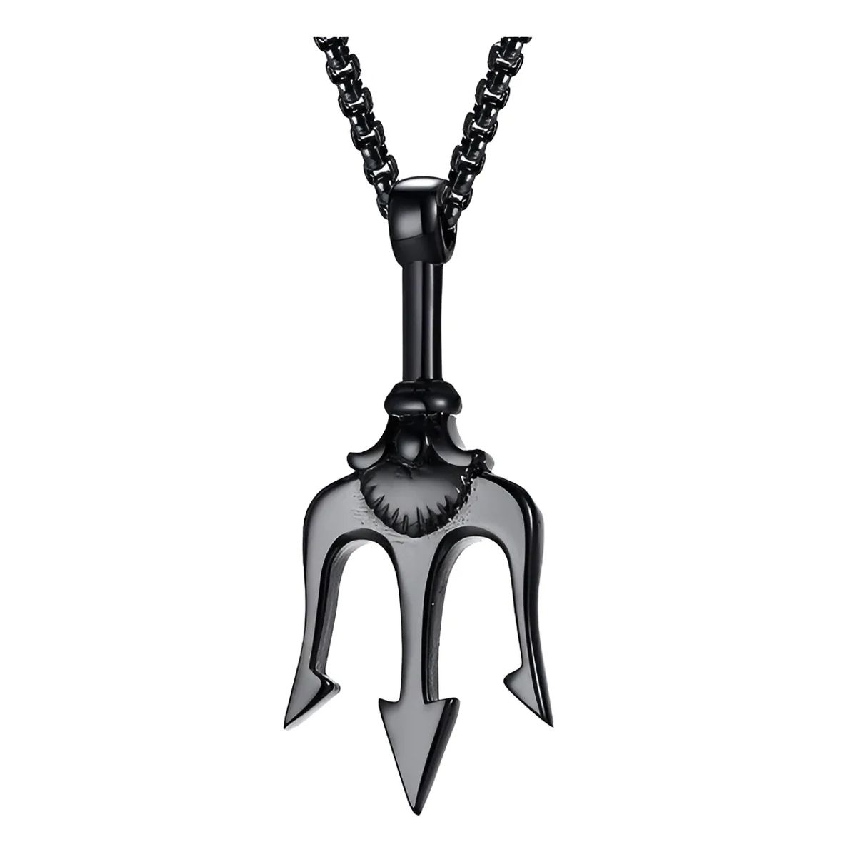 GENERICO - Collar Tridente De Poseidon Black Hombre Mujer Moda 2020