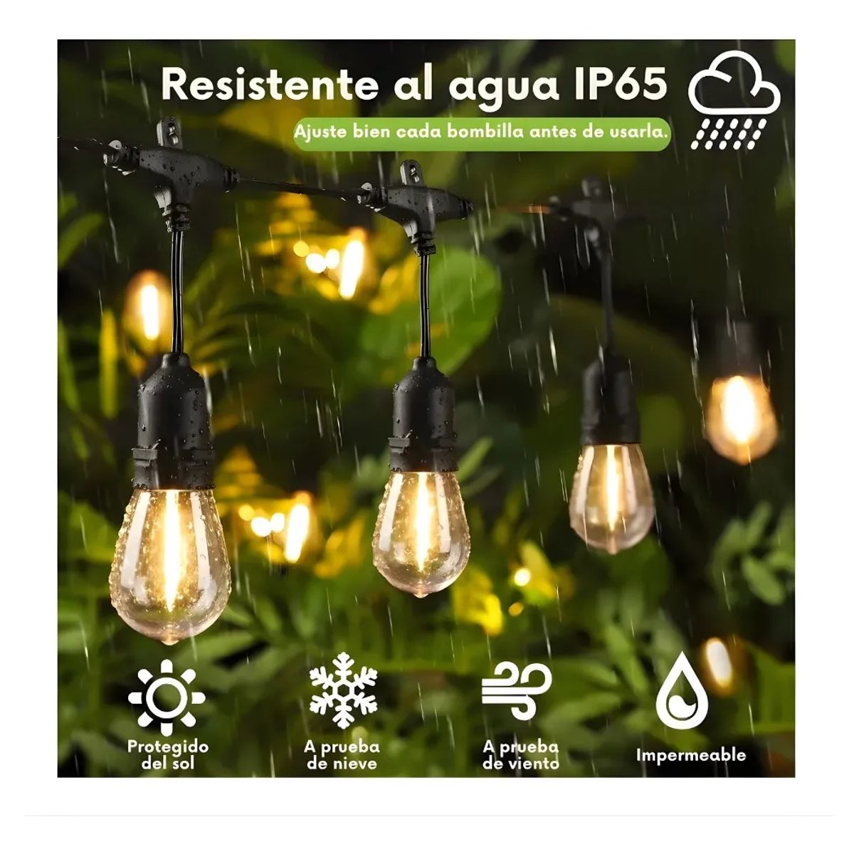 Guirnalda solar 10 Metros Con10 Ampolletas Led Luces Cálida pael solar fotovoltaico FIGOIMPORT, marca IRM - Foto 2