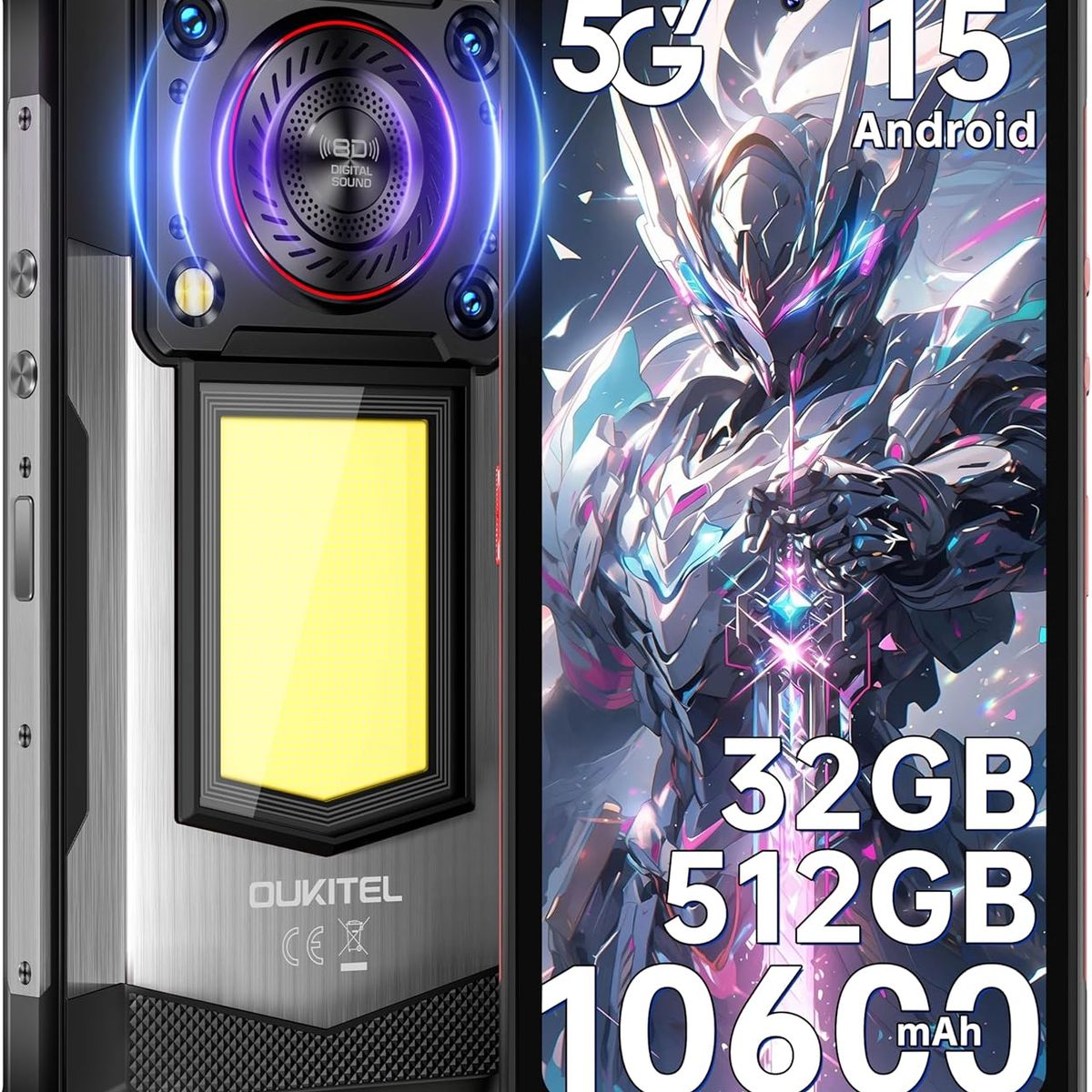 OUKITEL - OUKITEL WP56 5G Celular 36GB+512GB 16000mAh 108MP Android 15 Smartphone-Negro