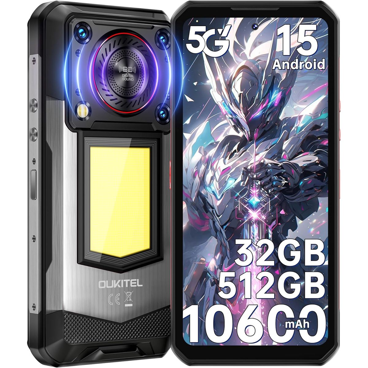 OUKITEL - OUKITEL WP56 5G Celular 36GB+512GB 16000mAh 108MP Android 15 Smartphone-Negro