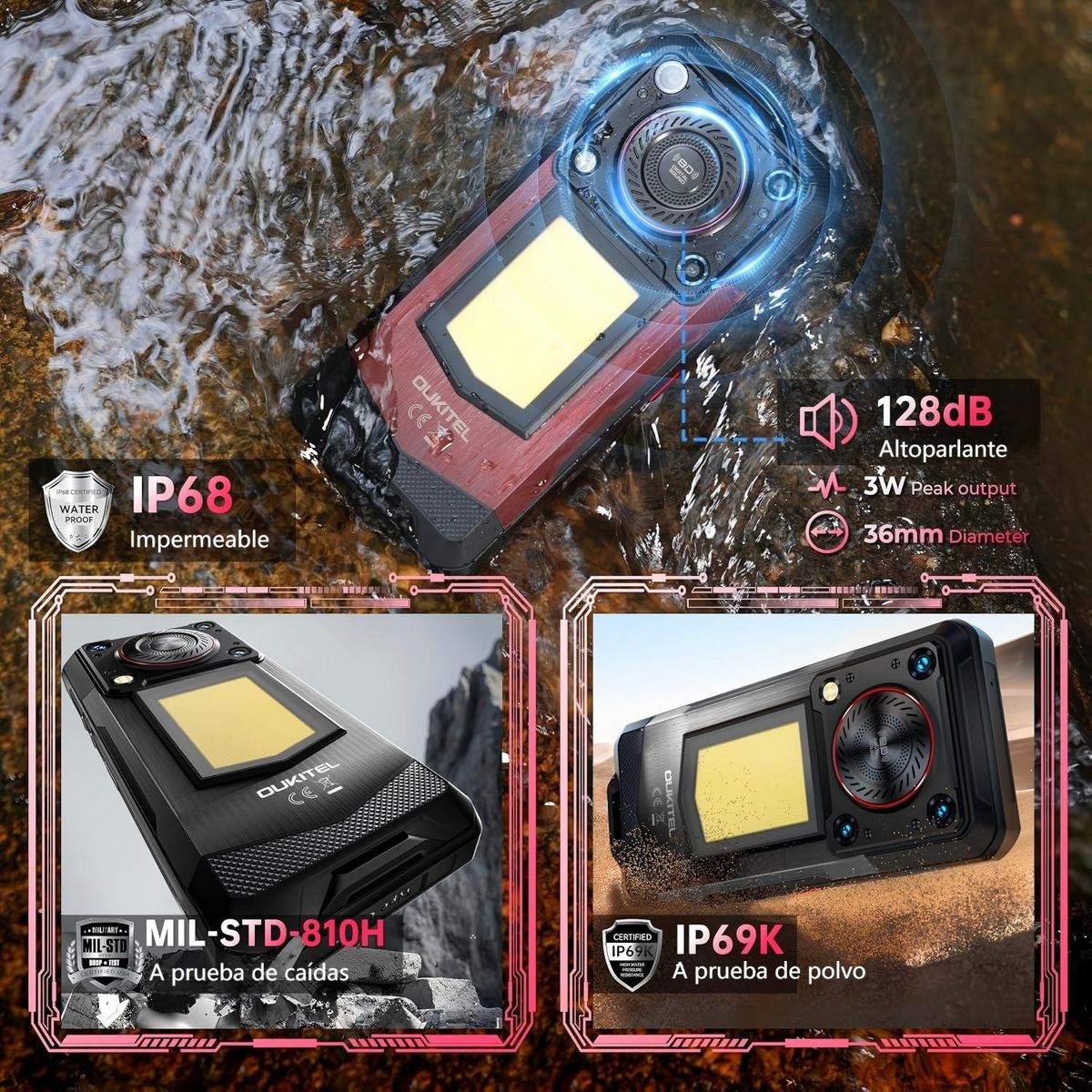 OUKITEL - OUKITEL WP56 5G Celular 36GB+512GB 16000mAh 108MP Android 15 Smartphone-Negro