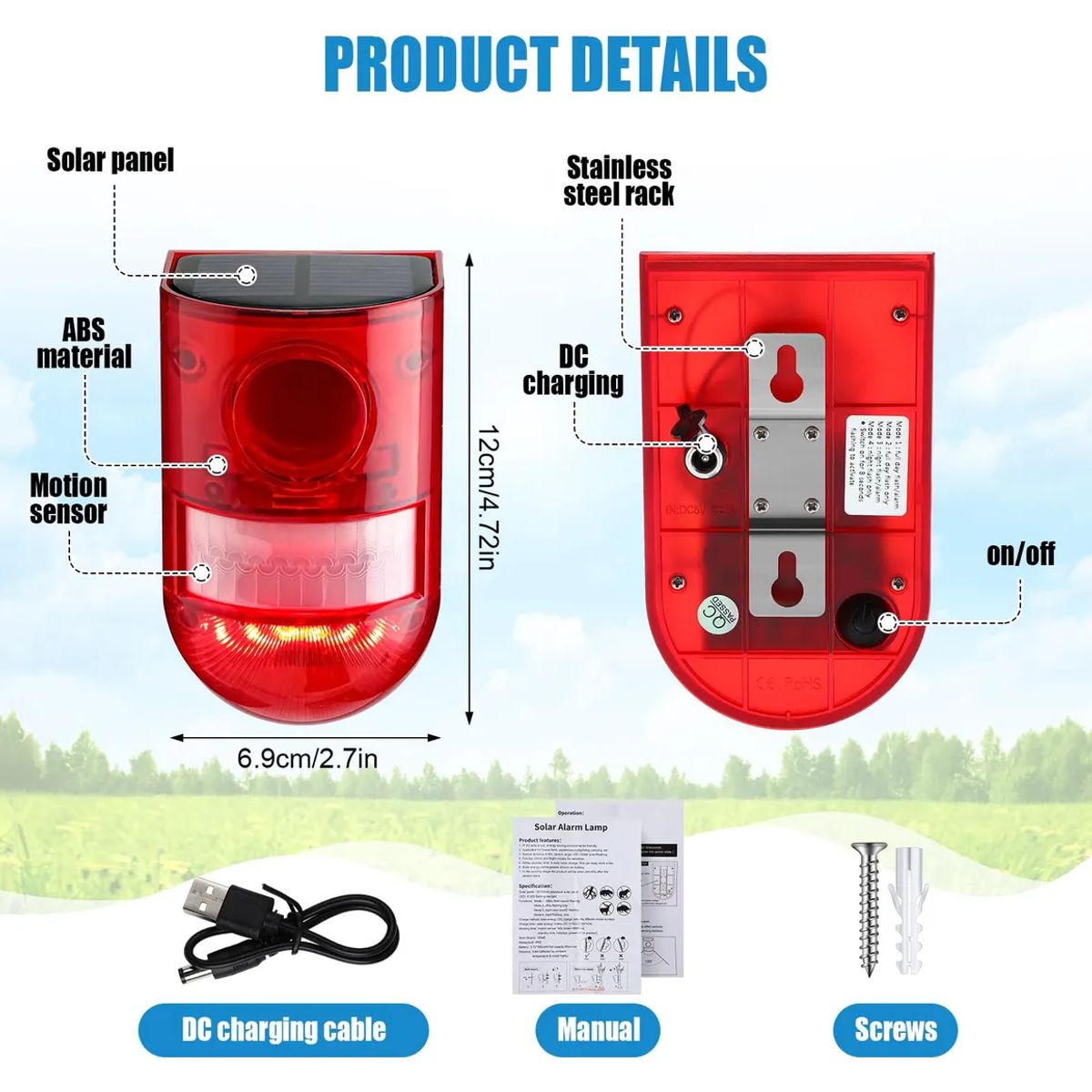 MOVI - PACK 2 ALARMA SOLAR CON SENSOR DE MOVIMIENTO 129 DB IMPERMEABLE