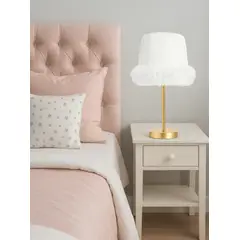 DECORACION CREATIVA - Lampara Velador Linea Nube Blanca - Base Dorada (Infantil - Juvenil)