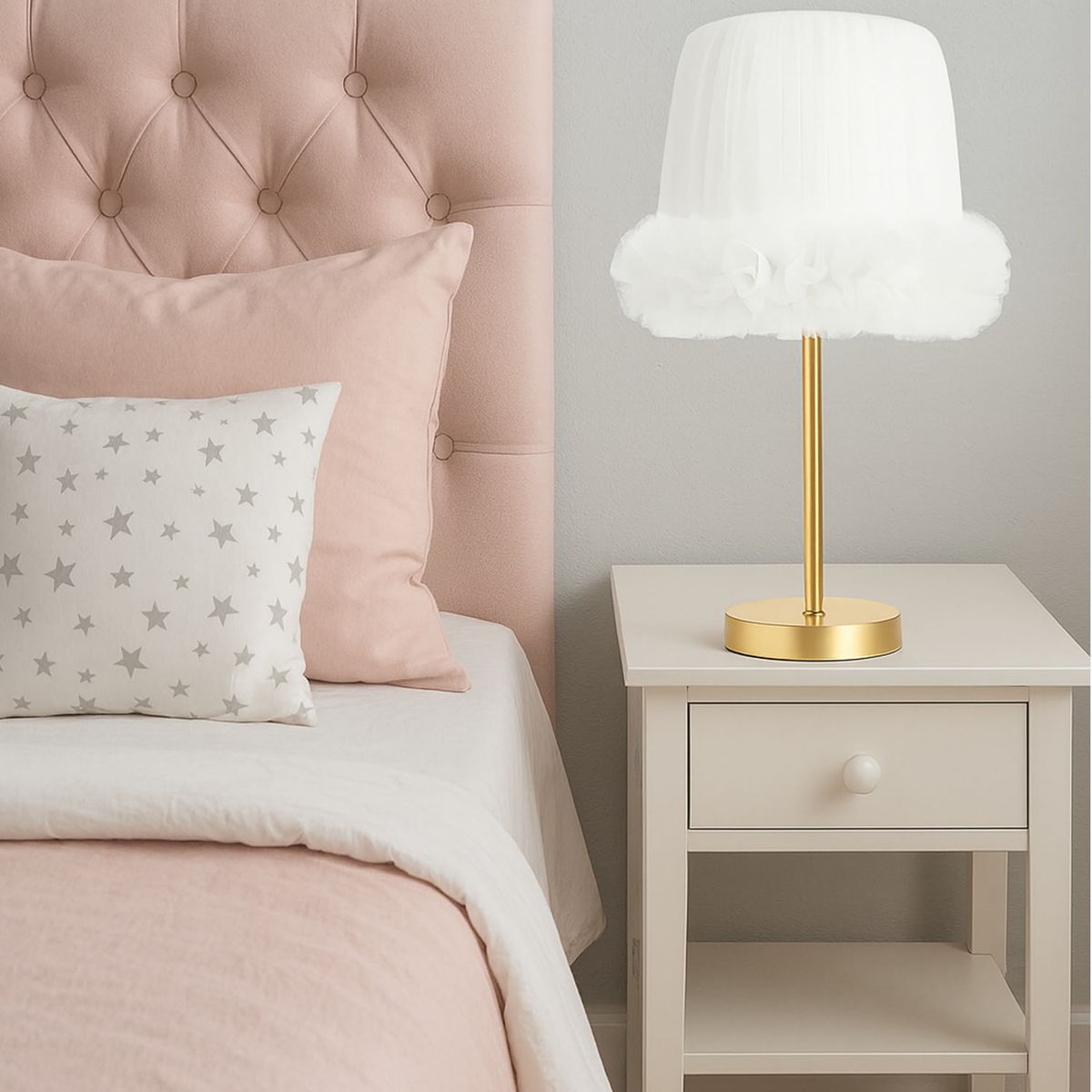 DECORACION CREATIVA - Lampara Velador  Linea Cisne Blanco - Base Dorada (Infantil - Juvenil)