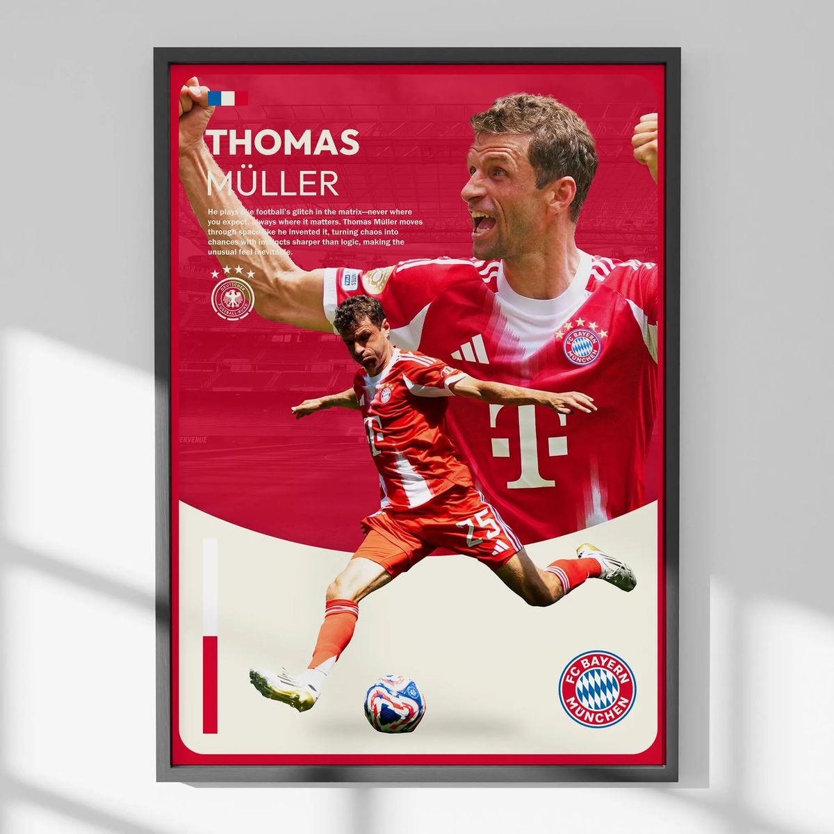 GENERICO - Cuadro de Futbolista Thomas Müller Futbol + Marco Negro