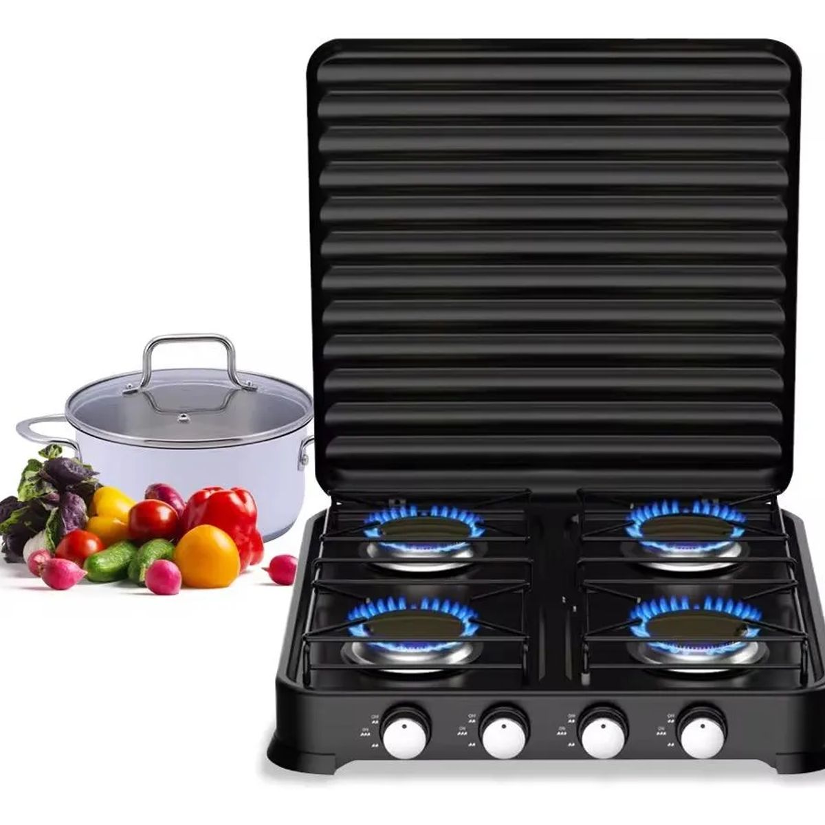 GENERICO - Cocina Encimera Portátil Camping De 4 Hornillas Estable