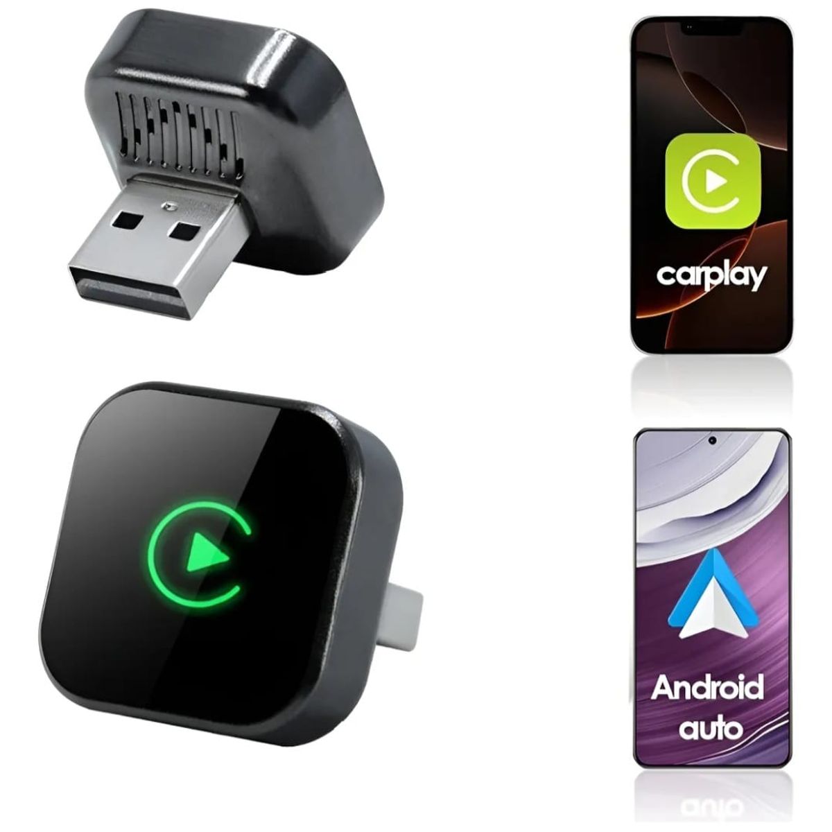 GENERICO - Adaptador Carplay Android Auto Inalambrico / 2 en 1