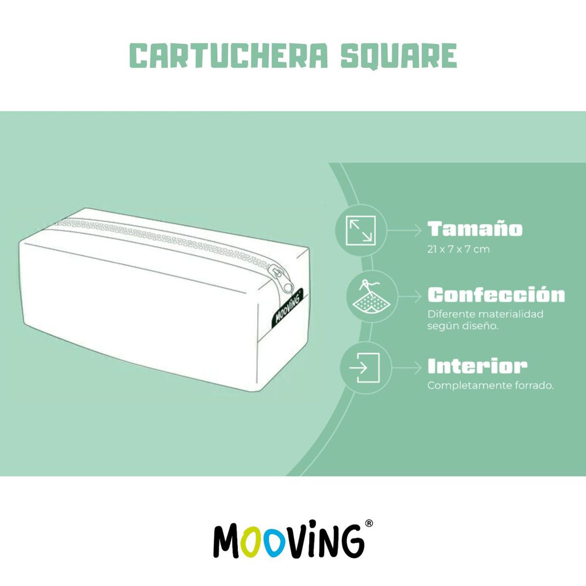 MOOVING - ESTUCHE ESCOLAR SQUARE MOOVING STITCH