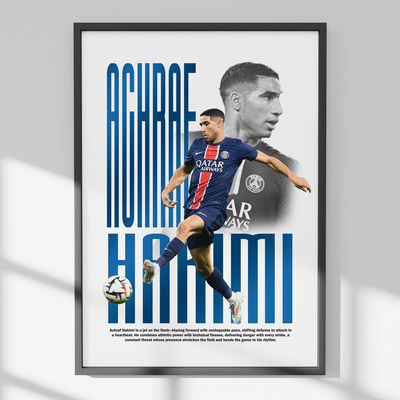 Imagen 2 del producto Cuadro De Achraf Hakimi Del Psg Futbol + Marco