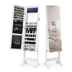 ANYHOGAR - Espejo Blanco Para Guardar Joyas Con Soporte