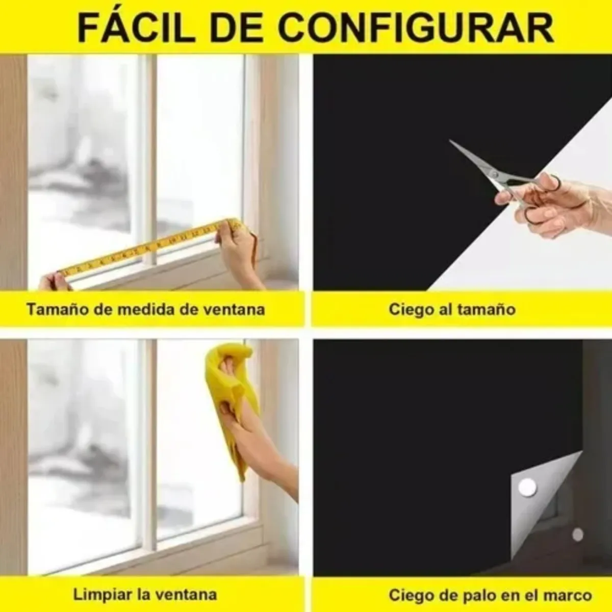 MUNDO MAGIA - Cortinas Blackout Portátiles, Se Puede Cortar,1,45 X 4 M Negro