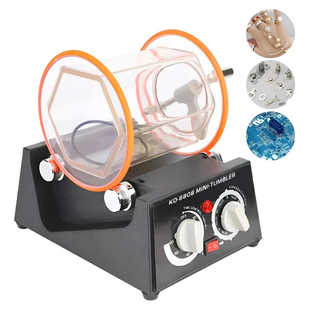 MUNDO MAGIA - Máquina Pulidora De Joyas Con Tambor Giratorio, Capacidad 3 Negro