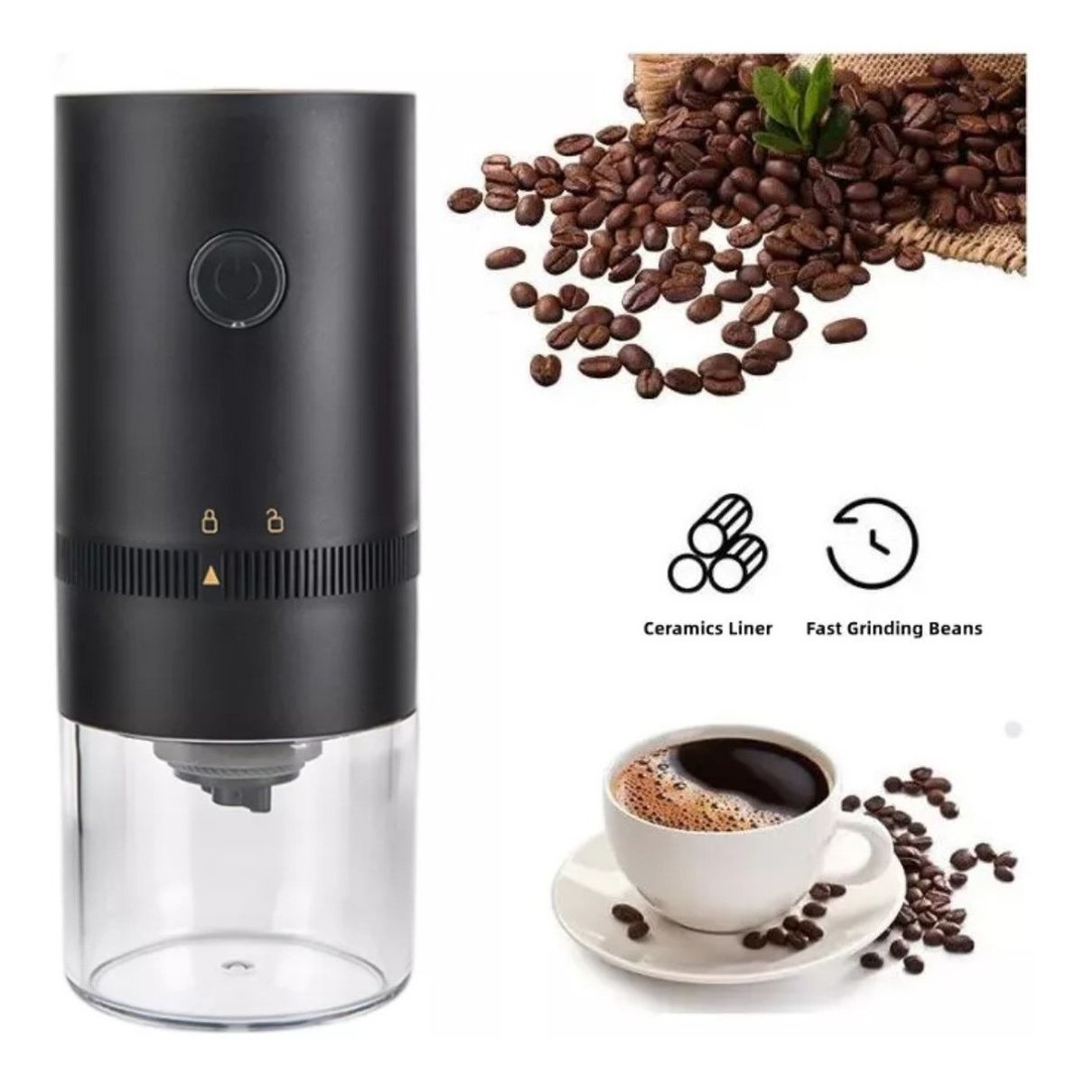 MUNDO MAGIA - Molino Para Café Y Especias Inalámbrico Eléctrico Cerámica