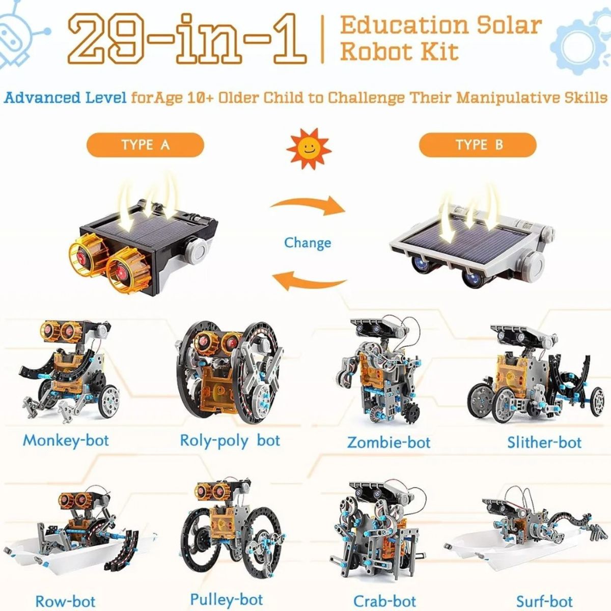 MUNDO MAGIA - Kit De Construcción De Robot Stem Solar Didáctico 29 En 1