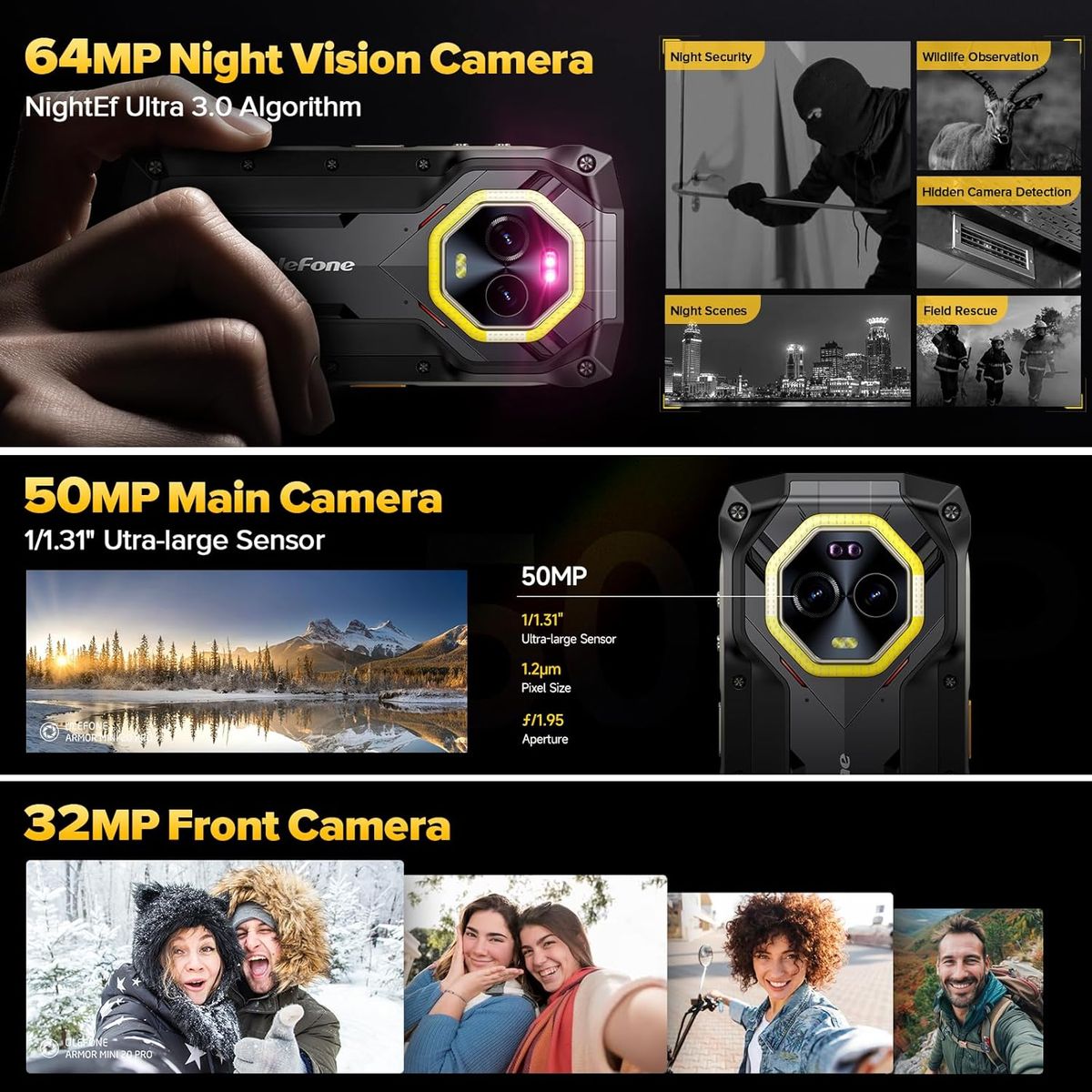 ULEFONE - Ulefone Armor Mini 20 Pro 5G Celular 16GB+256GB Smartphone-Negro