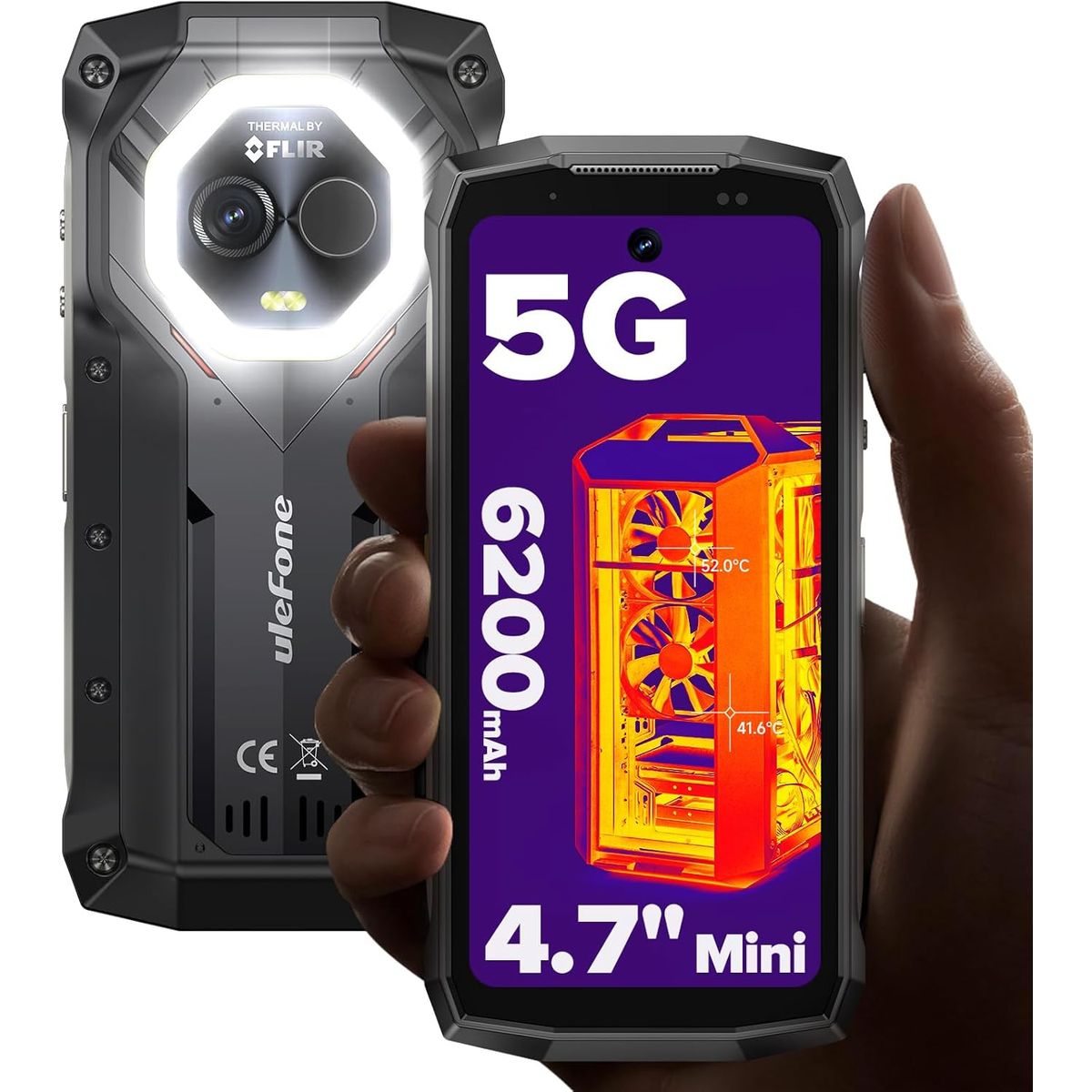 ULEFONE - Ulefone Armor Mini 20T Pro 5G Celular 16GB+256GB Smartphone-Negro