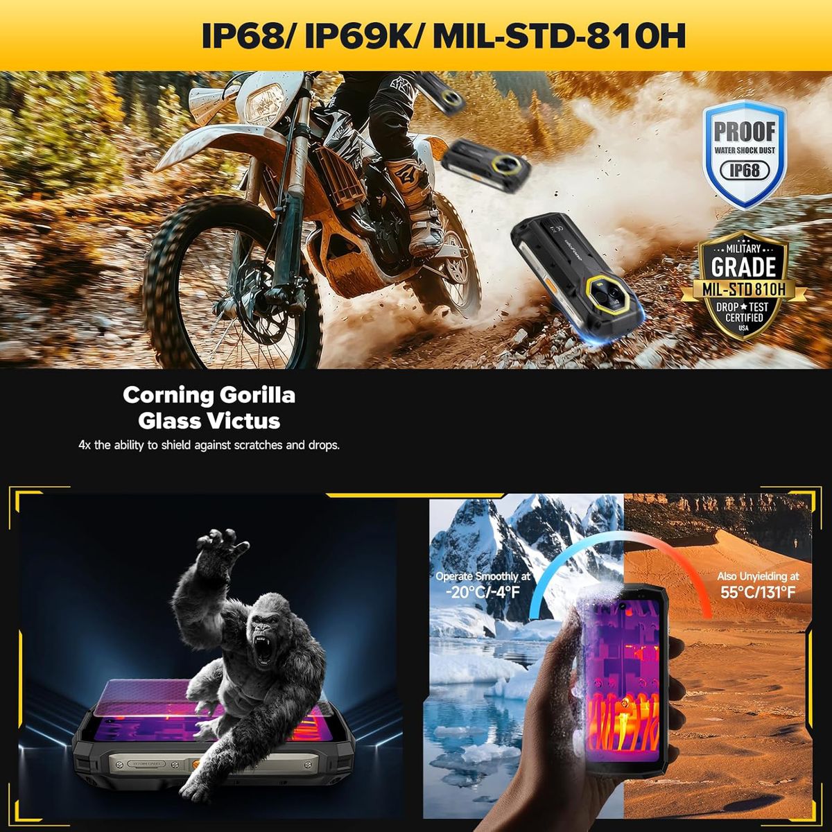 ULEFONE - Ulefone Armor Mini 20T Pro 5G Celular 16GB+256GB Smartphone-Negro