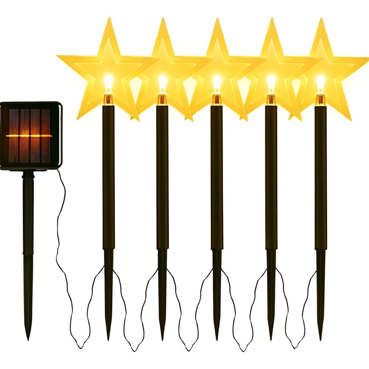 PASTELERIUSCL - 5 Guirnalda Solar Guirnaldas Solares Lampara Jardin Estrella Estacas Solares Para Exterior