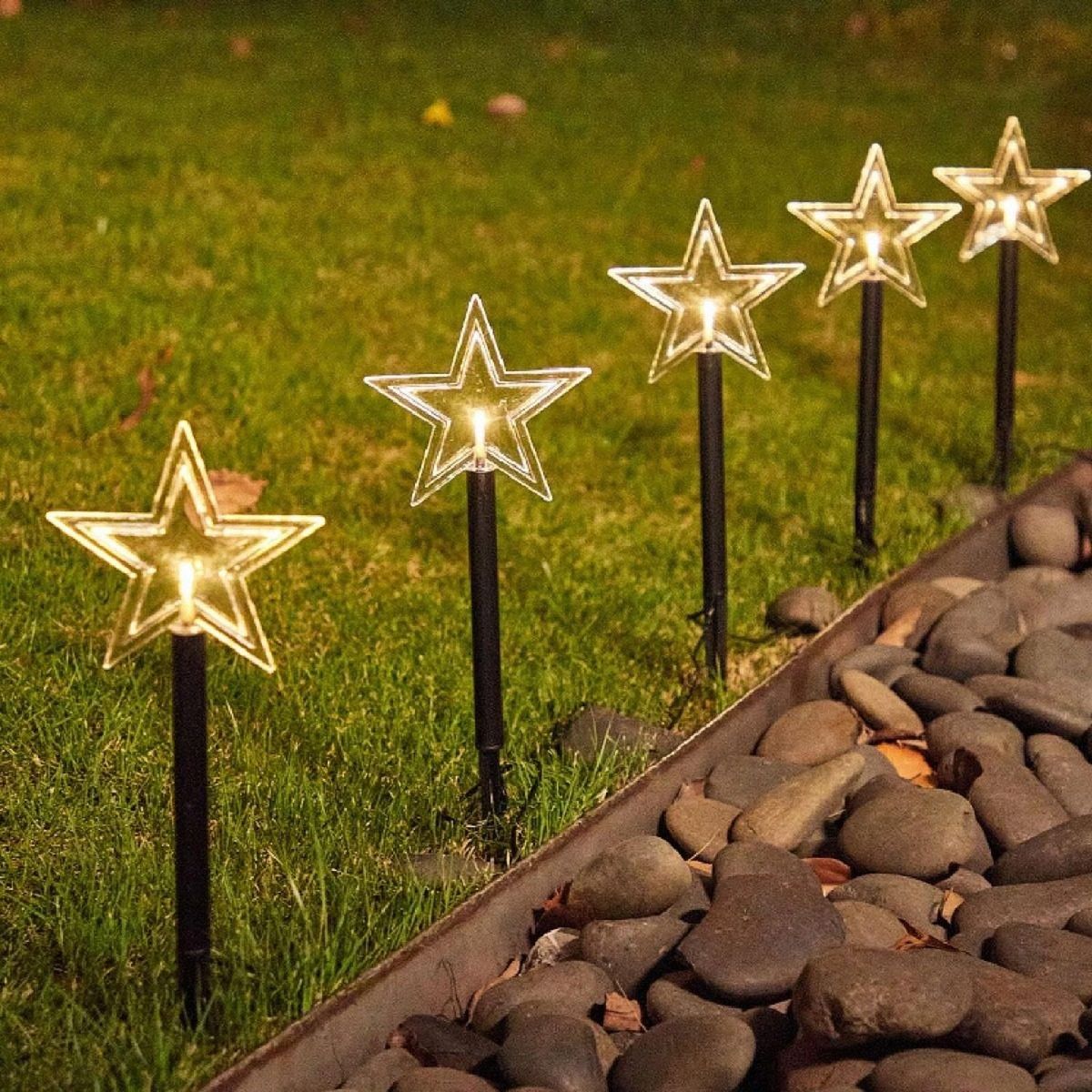 PASTELERIUSCL - 5 Guirnalda Solar Guirnaldas Solares Lampara Jardin Estrella Estacas Solares Para Exterior
