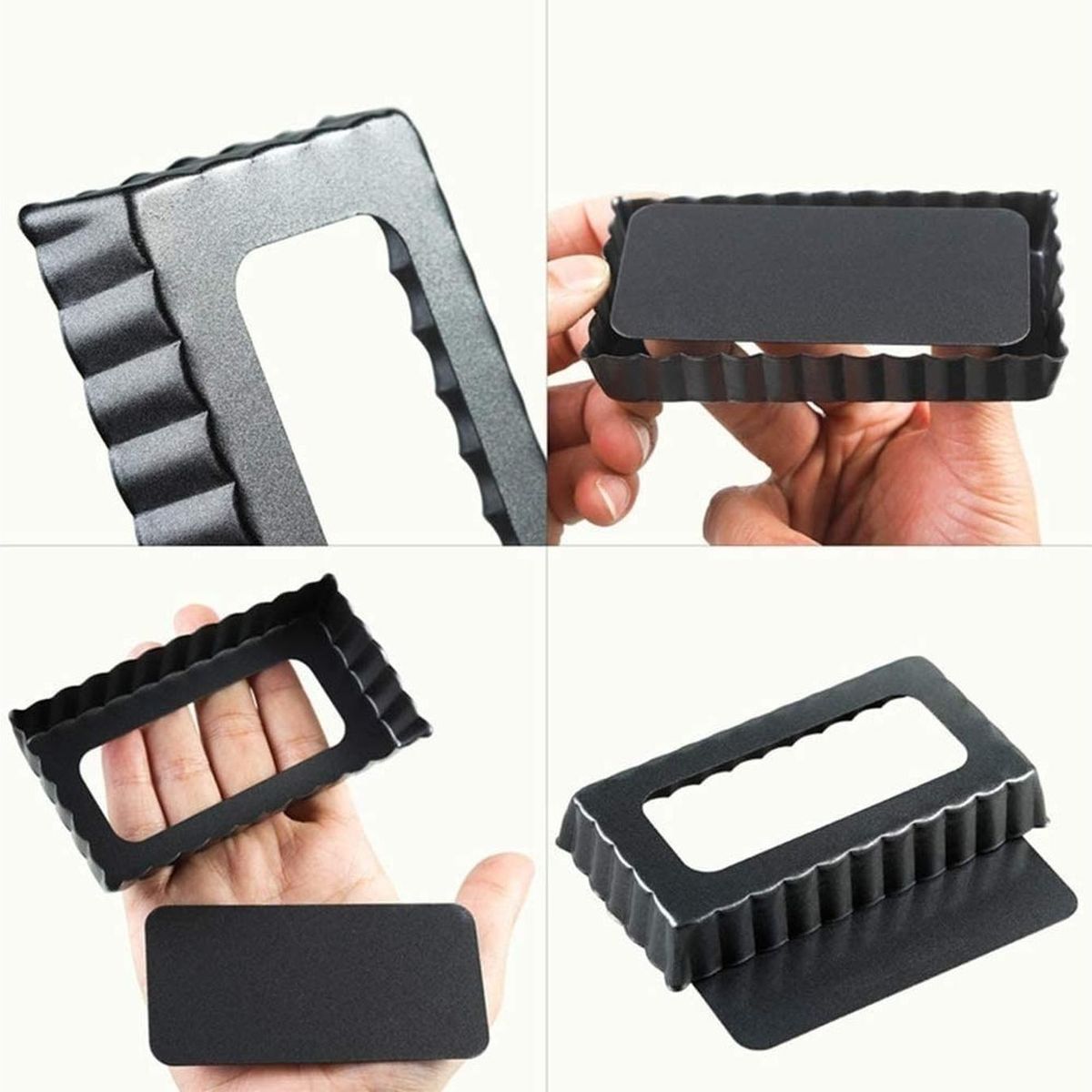 PASTELERIUSCL - pack x3 molde tarta rectangular desmontable individual molde tartaleta molde pie individual