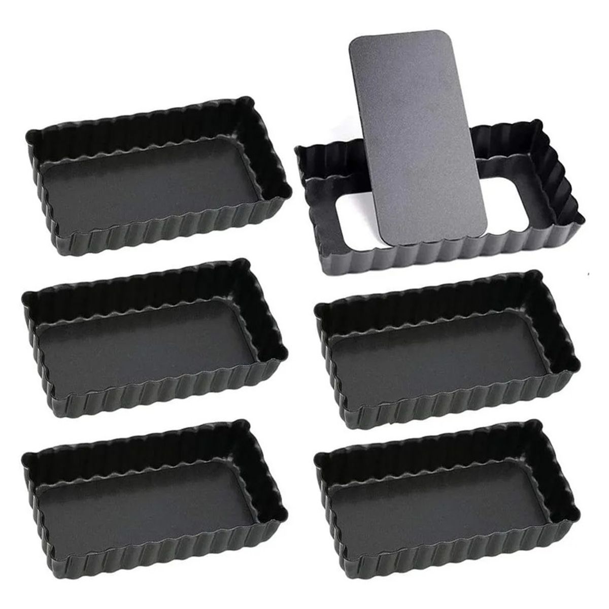 PASTELERIUSCL - Pack X6 Moldes Desmontables Moldes Rectangular Individual molde tartaleta individual