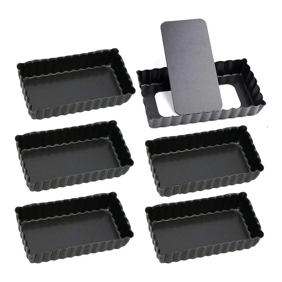 PASTELERIUSCL - Pack X6 Moldes Desmontables Moldes Rectangular Individual molde tartaleta individual