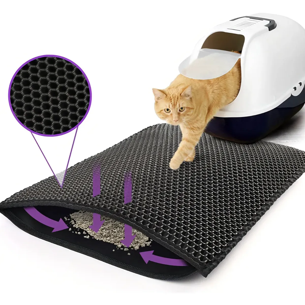 GENERICO - Alfombra Para Atrapar Arena De Gatos Tapete Arenero Mascotas Color Negro Jior Spa 4560cm
