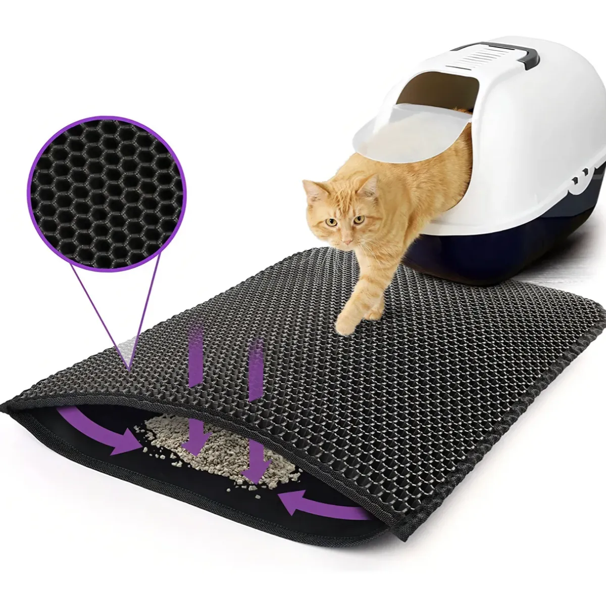 GENERICO - Alfombra Para Atrapar Arena De Gatos Tapete Arenero Mascotas Color Negro Jior Spa 4560cm