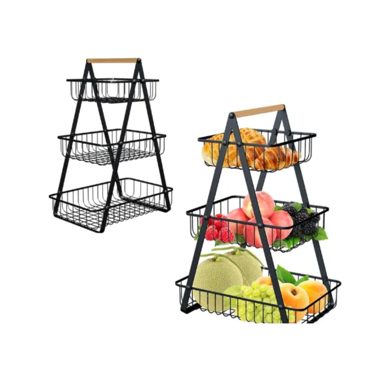GENERICO - Cesta Organizadora de Frutas y Verduras Multiuso 3 Niveles