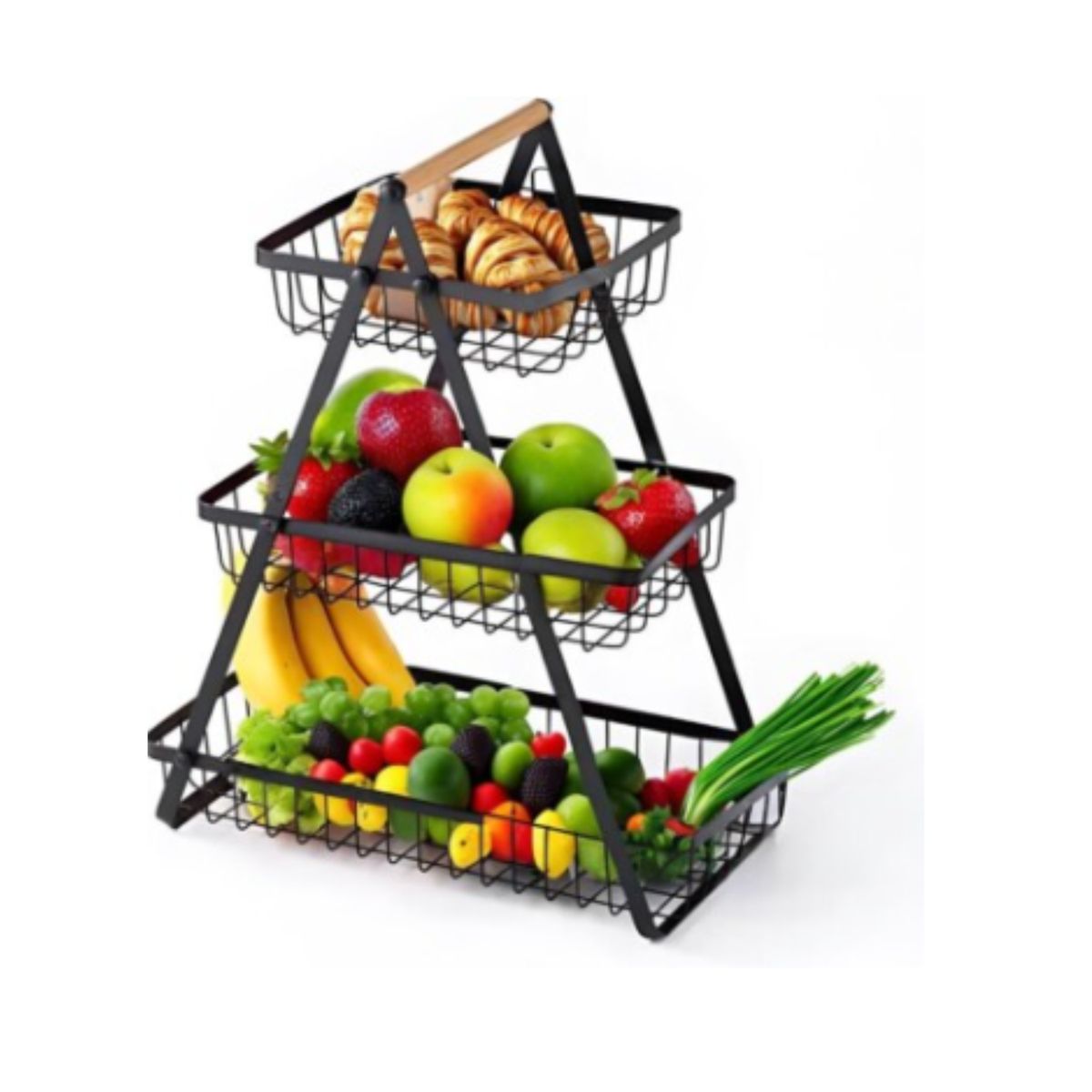 GENERICO - Cesta Organizadora de Frutas y Verduras Multiuso 3 Niveles