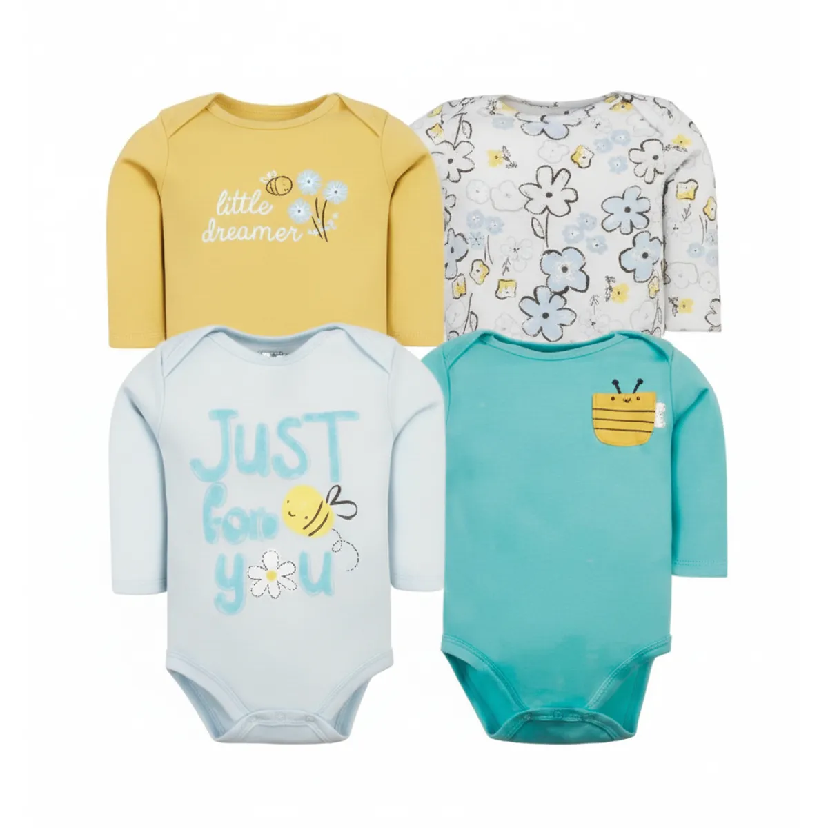 TEDMIMAK - bodys manga larga algodon set 4 unidades