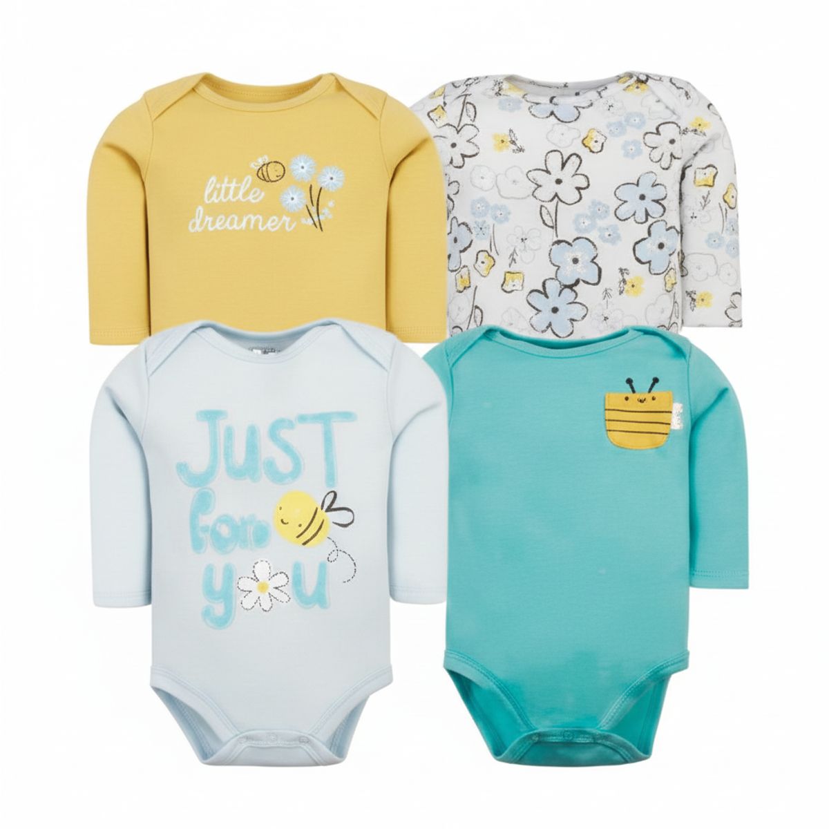 TEDMIMAK - bodys manga larga algodon set 4 unidades