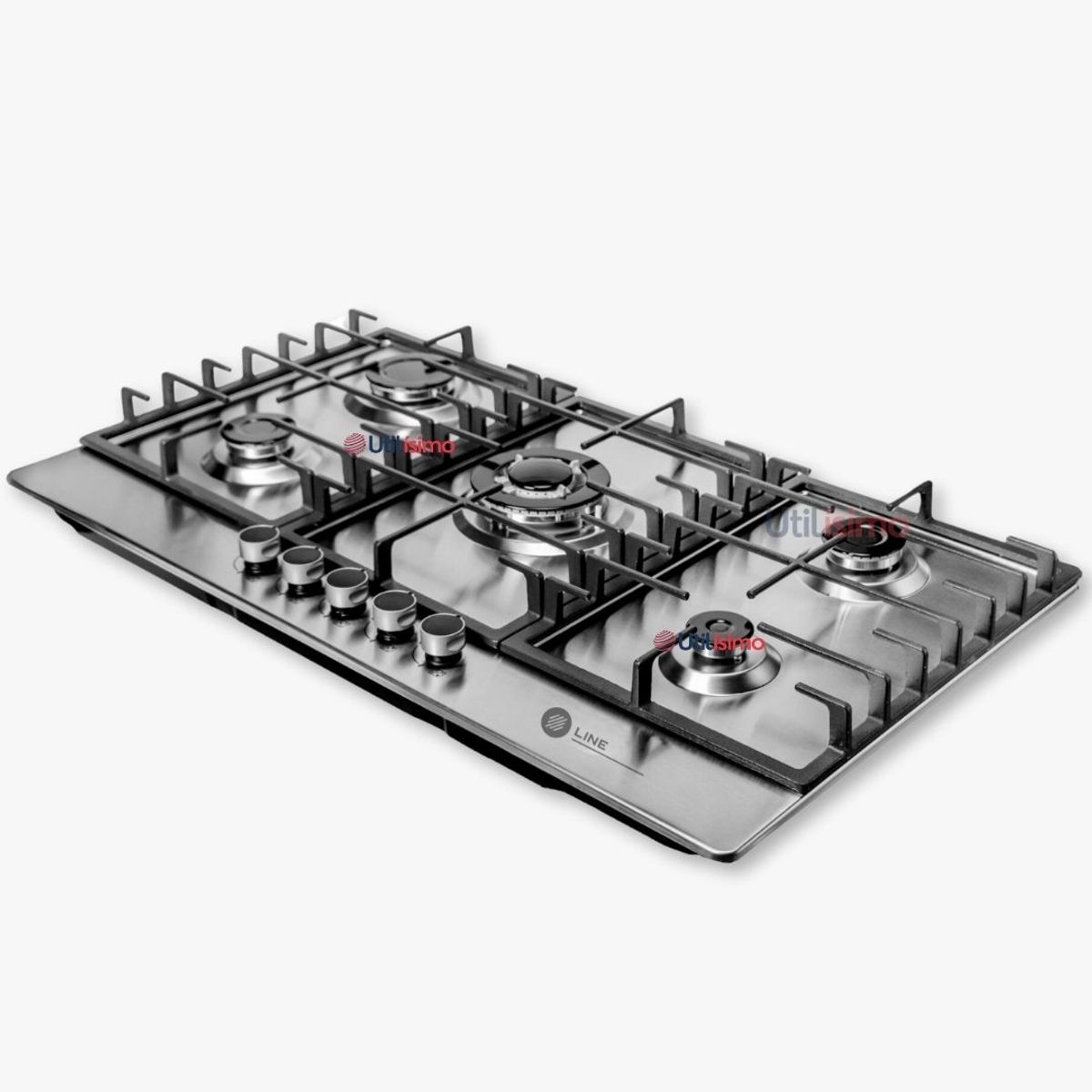 LINE - Encimera Gas Licuado 5 Platos Acero Inoxidable con Chispero