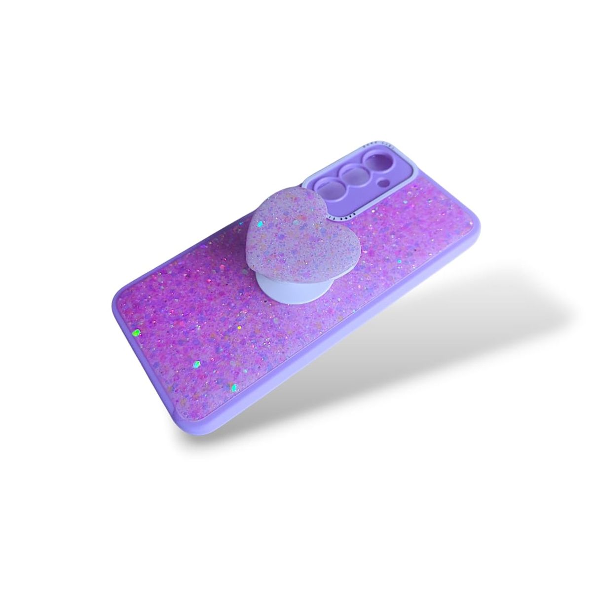 GENERICO - CARCASA PARA SAMSUNG A17 GLITTER BRILLO LILA CON POP SOCKET