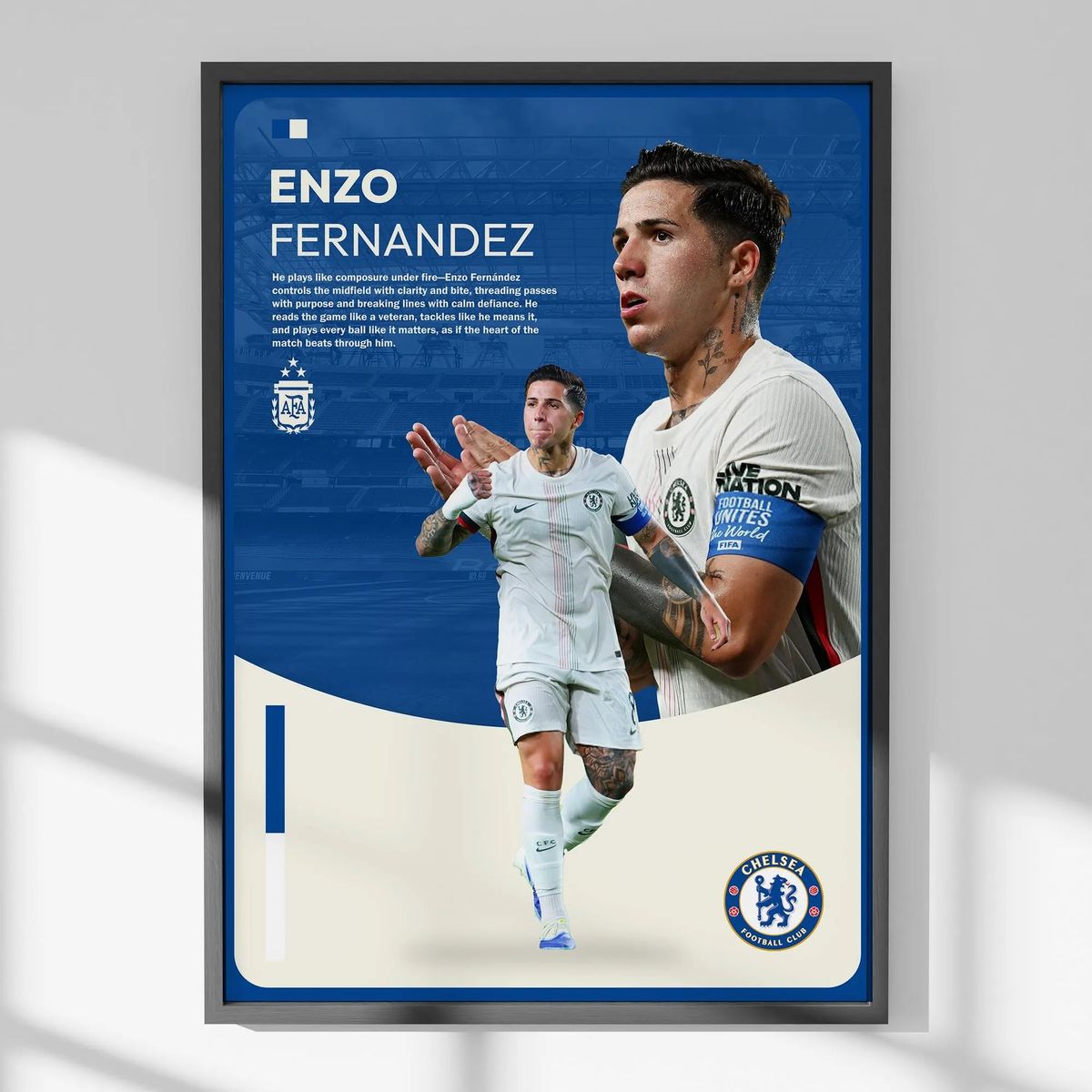 GENERICO - Cuadro De Enzo Fernández Futbol + Marco