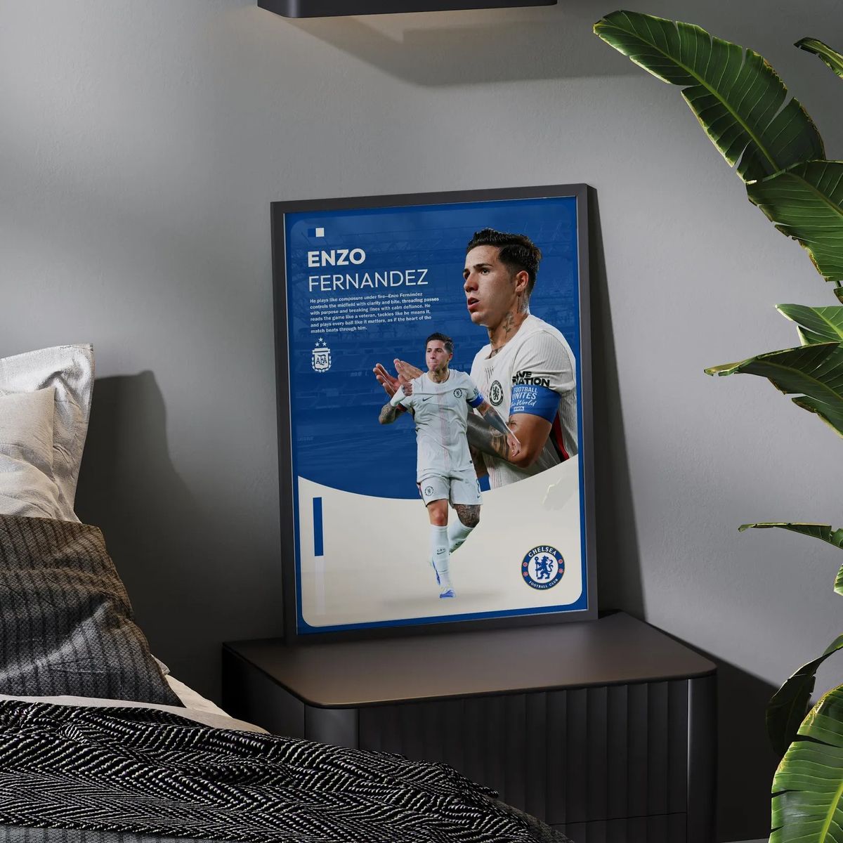 GENERICO - Cuadro De Enzo Fernández Futbol + Marco