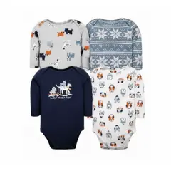 TEDMIMAK - Bodys manga larga algodon set 4 unidades DOG