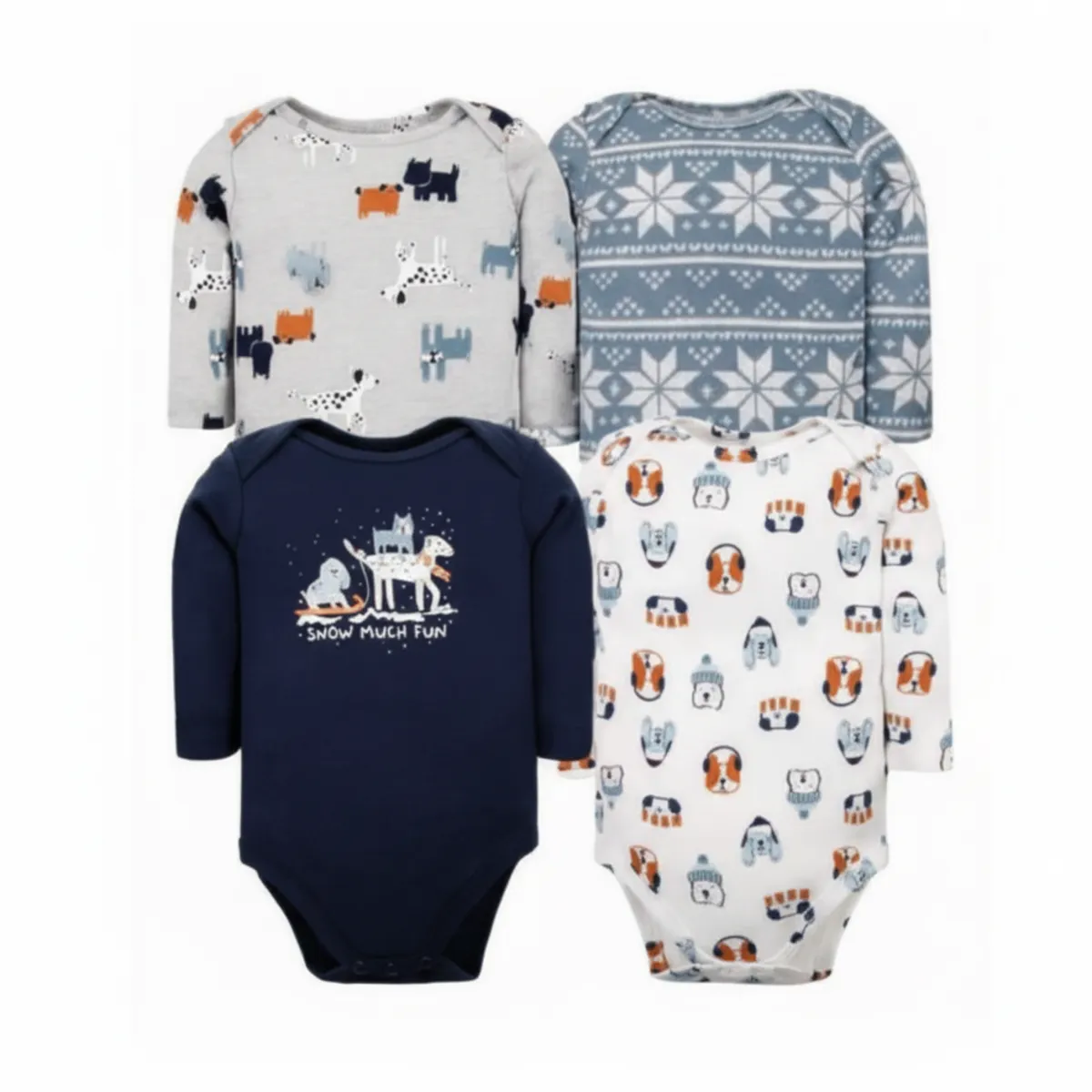 TEDMIMAK - bodys manga larga algodon set 4 unidades DOG