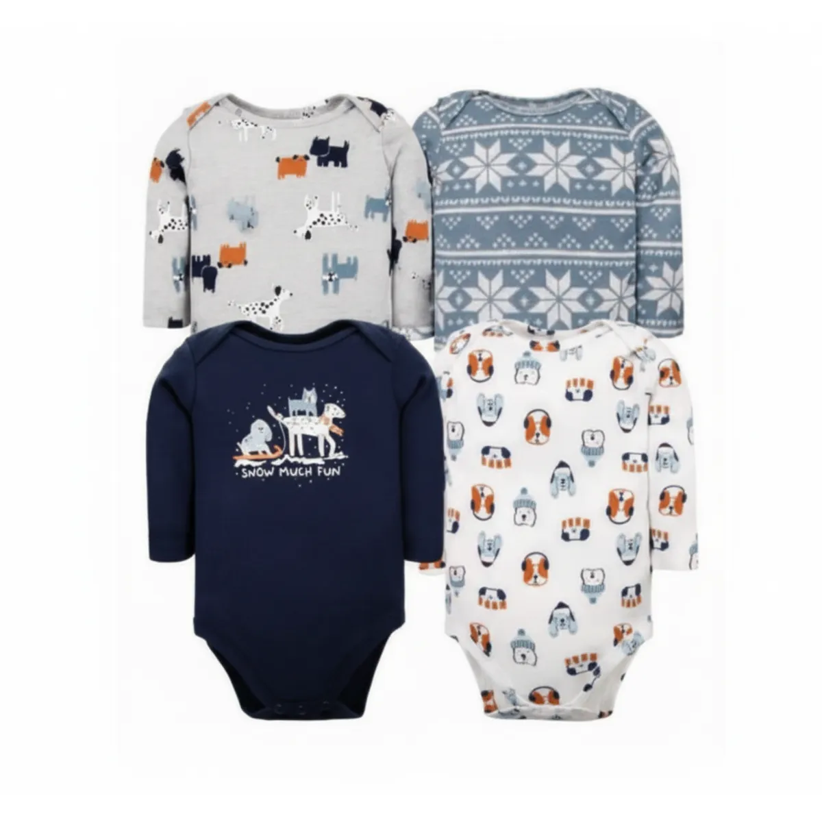 TEDMIMAK - bodys manga larga algodon set 4 unidades DOG