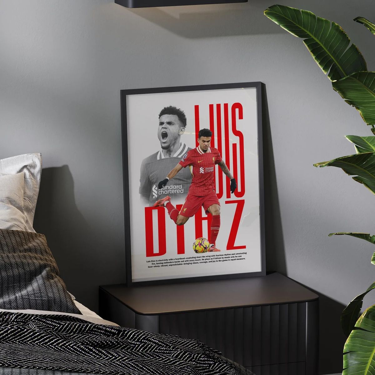 GENERICO - Cuadro De Luis Díaz Del Liverpool Fc Futbol + Marco