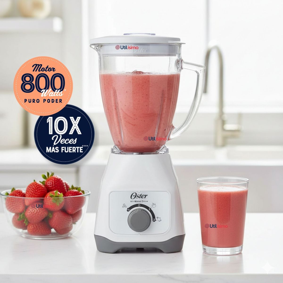 OSTER - Licuadora Oster® Con Vaso De Vidrio Y Control De Perilla BLSTKAGWRD