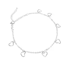 GENERICO - Tobillera Plata Corazones Colgantes