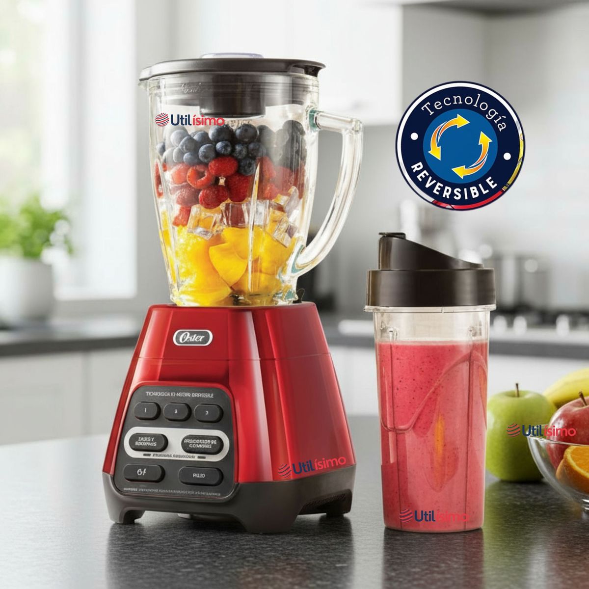 OSTER - Licuadora Oster® Programas Automáticos vaso Blend-N-Go BLSTPYG1310RBG