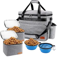 GENERICO - Bolso Viaje Perro Eversmily Plegable Gris Oscuro Con Cuencos Y Recipientes