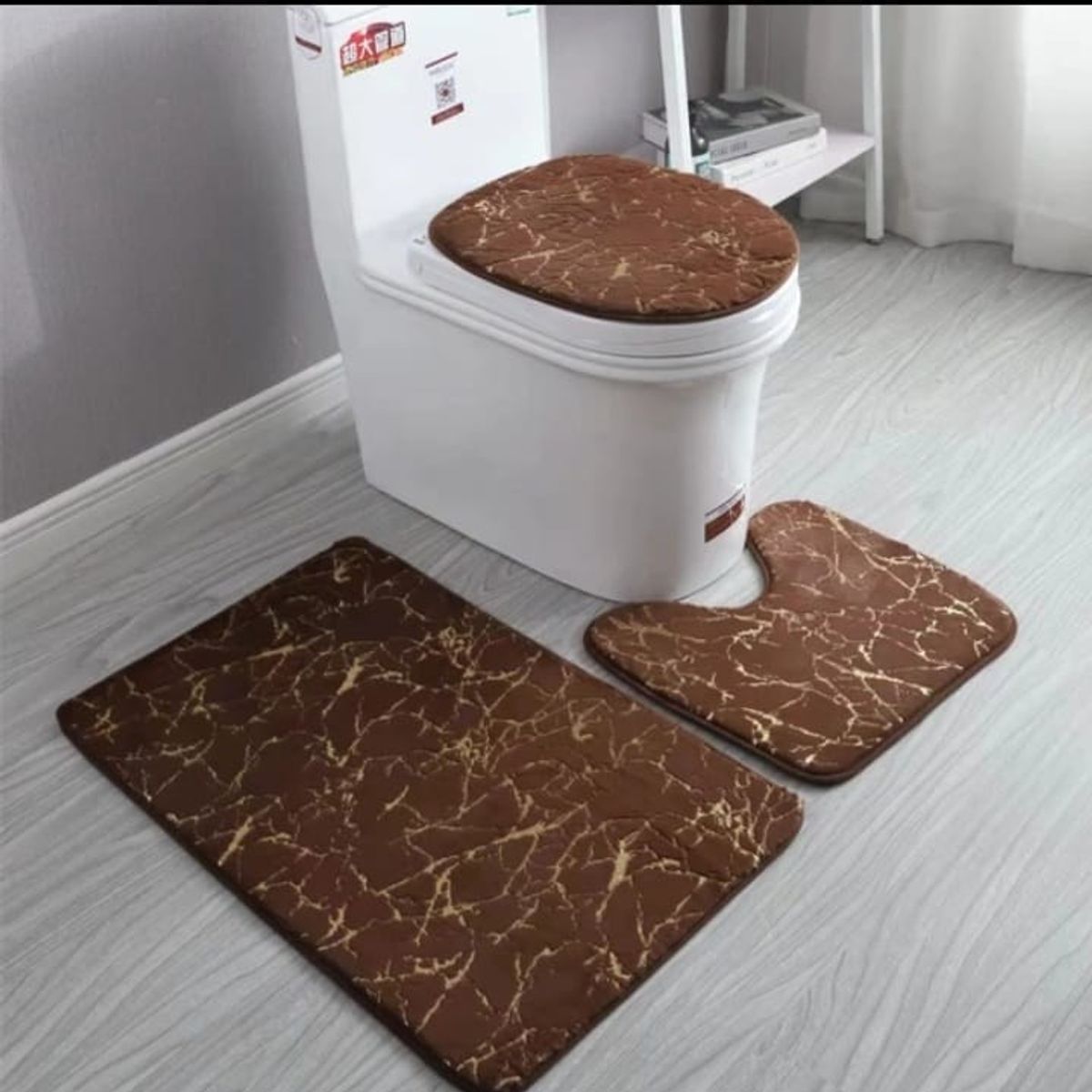 GENERICO - ALFOMBRAS PARA BAÑO PACK DE 3 ALFOMBRAS LISAS CON DISEÑOS 3D