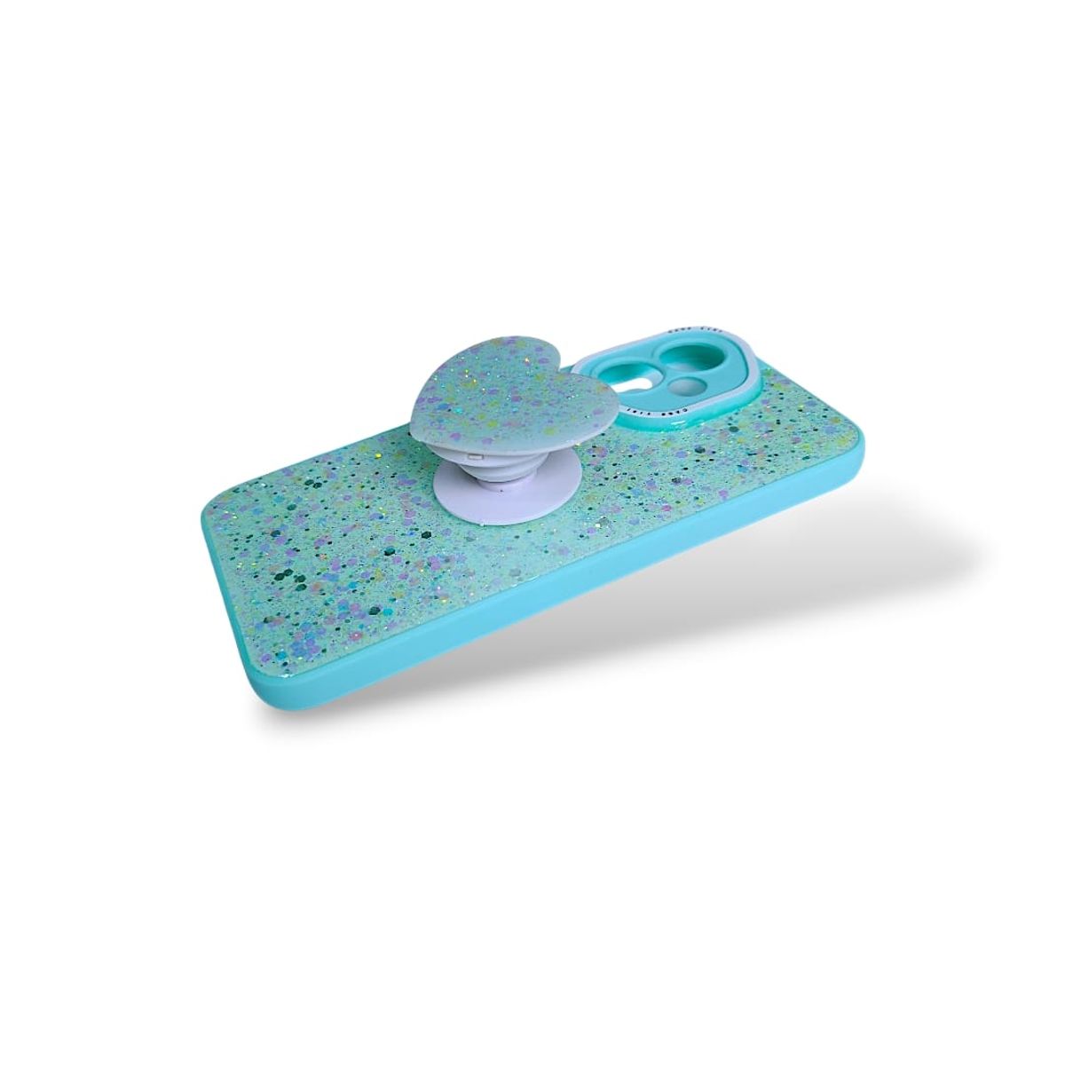 GENERICO - CARCASA PARA HONOR 400 GLITTER BRILLO TURQUESA CON POP SOCKET
