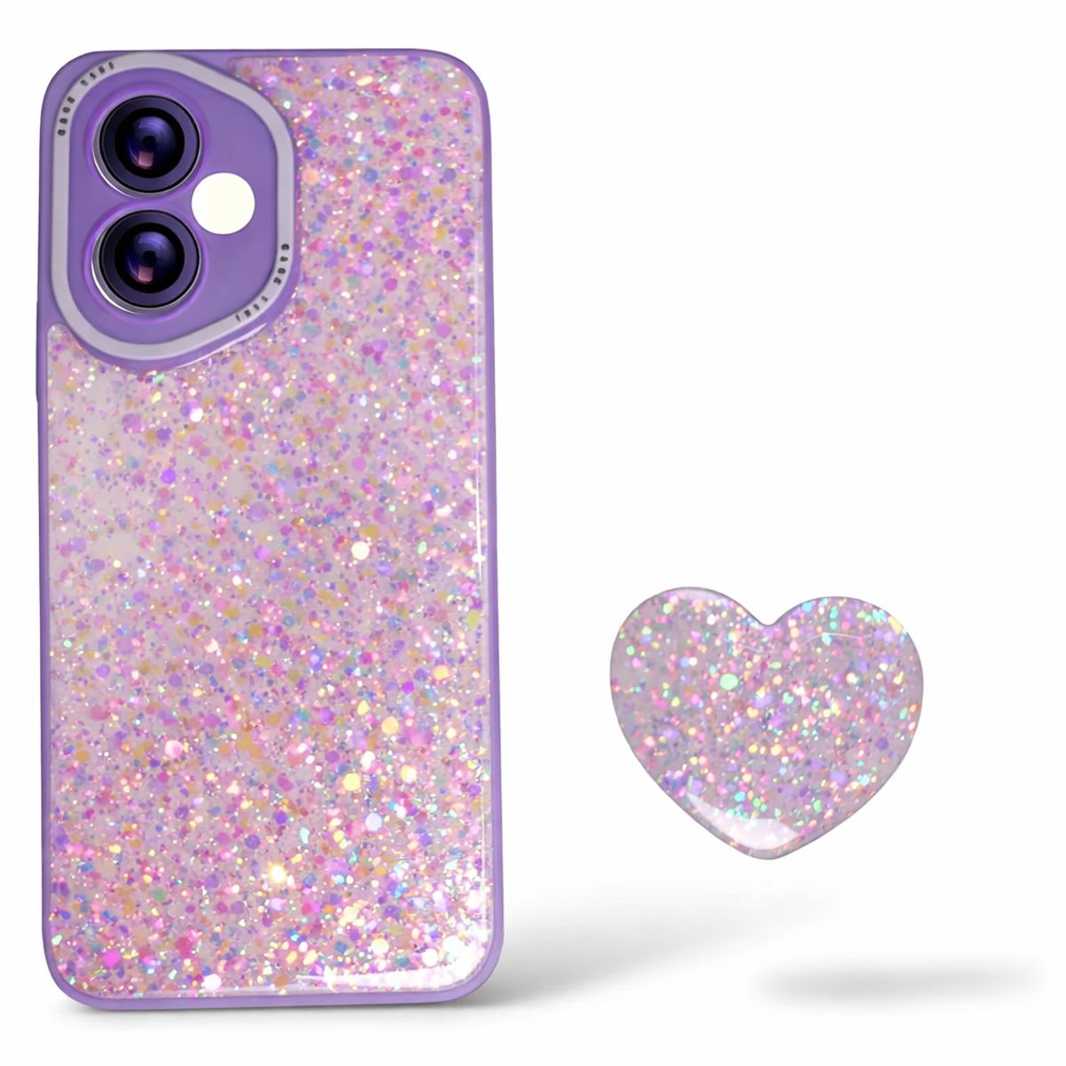 GENERICO - CARCASA PARA HONOR 400 GLITTER BRILLO LILA CON POP SOCKET
